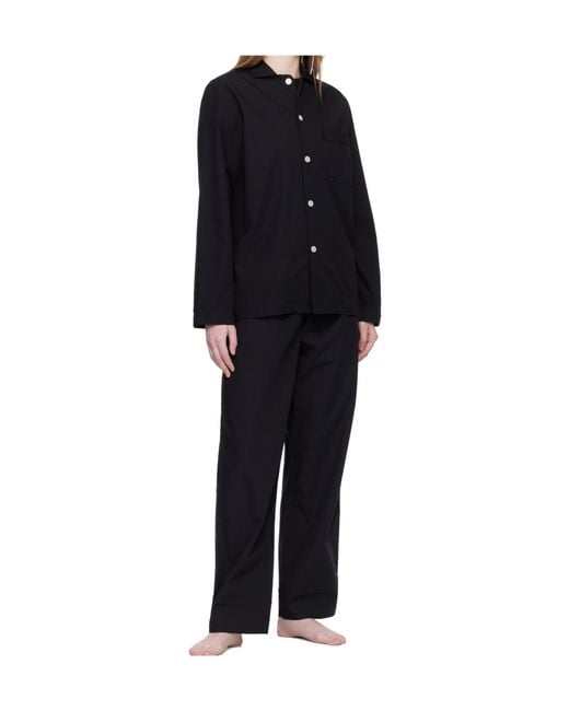 Tekla Black Drawstring Pajama Pants for men