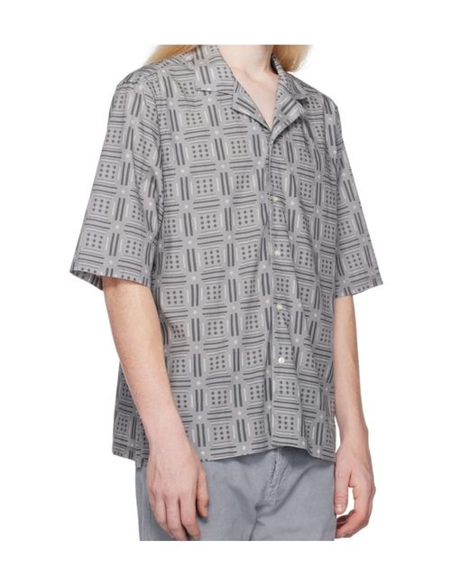 Officine Generale Gray Patterned Shirt for men