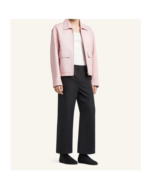 Courreges Pink Double-Pocket Leather Jacket for men