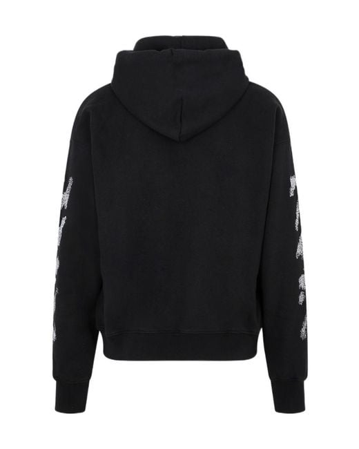 Off-White c/o Virgil Abloh Black Diag Stripe-Embroidered Cotton Hoodie for men