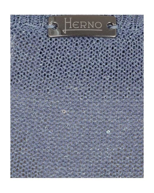 Herno Blue Sequinned Knitted Jumper