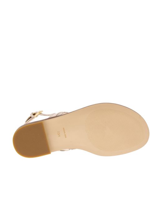 MICHAEL Michael Kors White Mandy Signature Logo T-Strap Sandals
