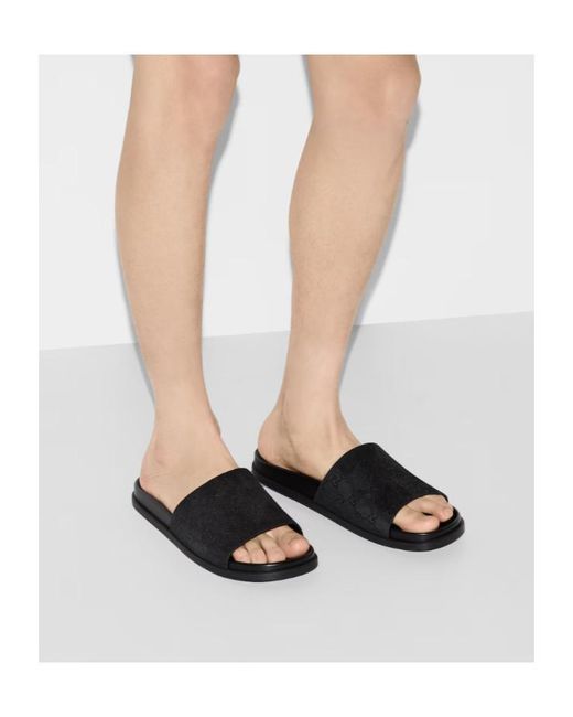 Gucci Black Logo Detailed Slide Sandals for men
