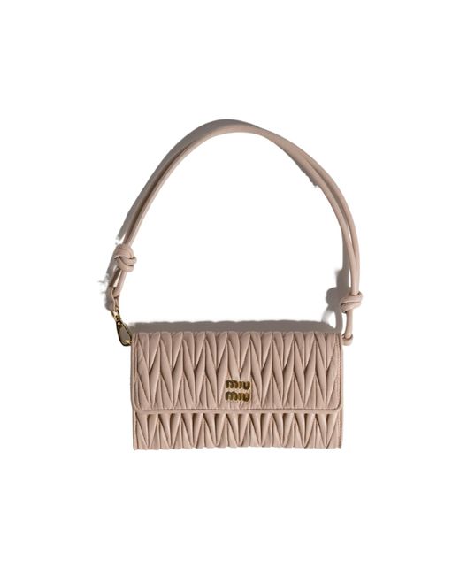 Miu Miu White Matelassé Nappa Leather Wallet