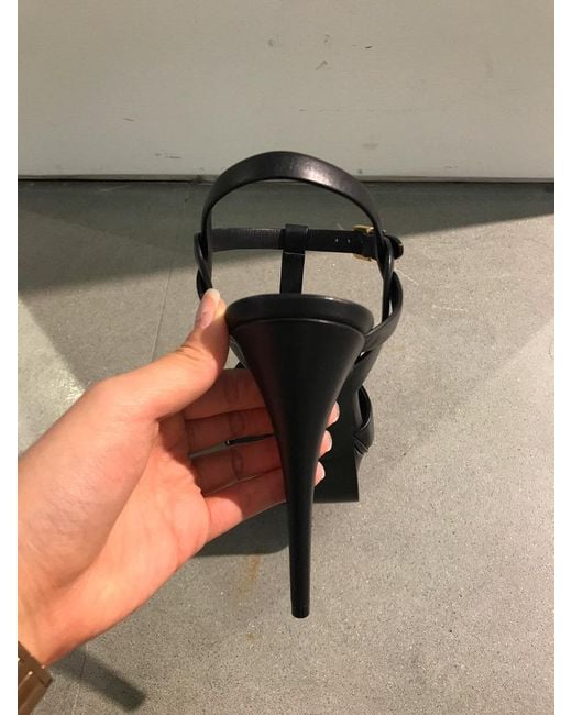 Saint Laurent Black Tribute Heeled Leather Sandals
