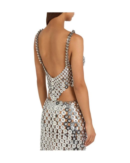 Rabanne Gray Disc Link Metal Cropped Top