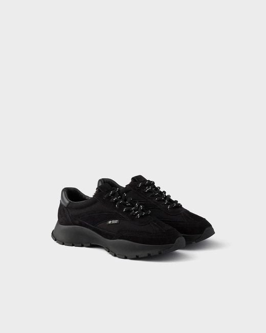 Prada Black Mesh Fabric And Suede Sneakers