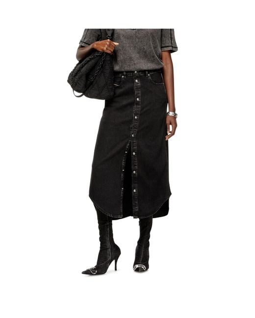 DIESEL Blue De-Ard-Long Button Midi Skirt