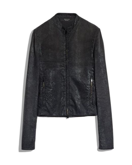 Gucci Black Cotton Viscose Jacket With Python Effect for men