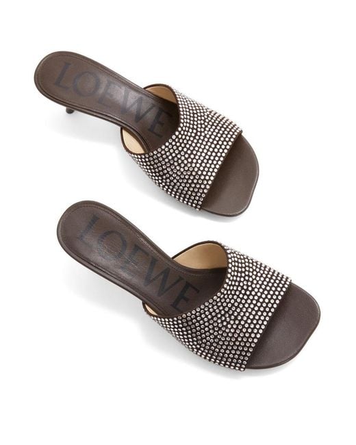 Loewe White Petal Embellished Slip-On Mules