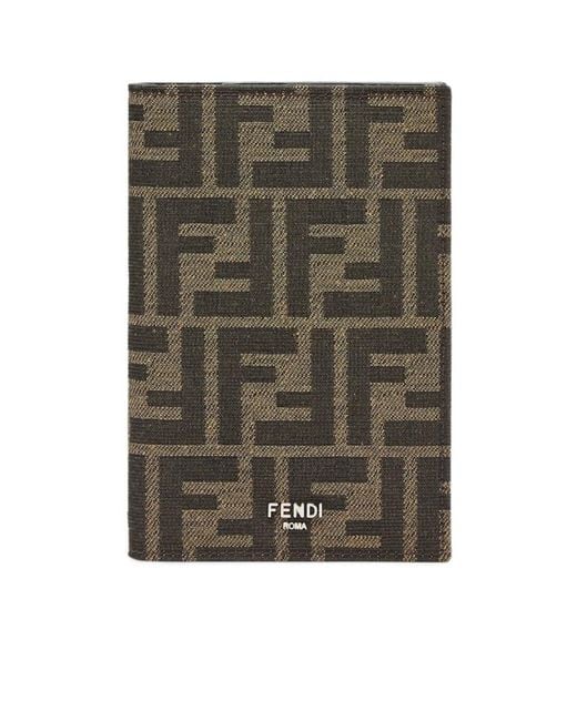 Fendi Green Ff Fabric Passport Cover for men