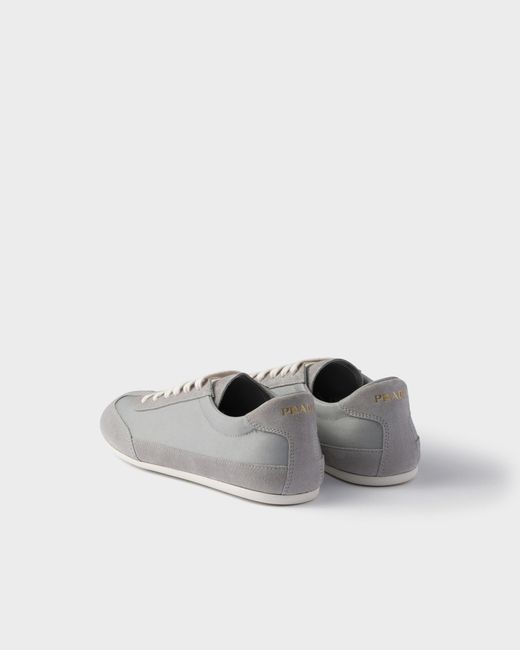 Prada Gray Suede And Fabric Sneakers for men