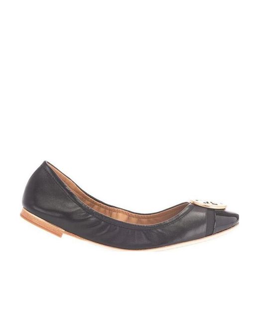 Tory Burch White Logo Ballerina Shoes