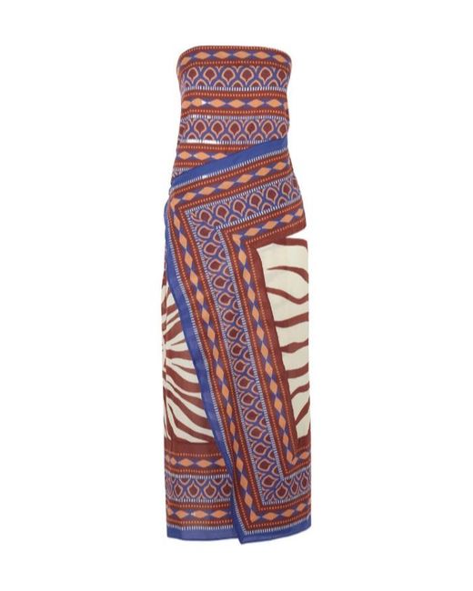 Johanna Ortiz Red Printed Cotton-Voile Maxi Dress
