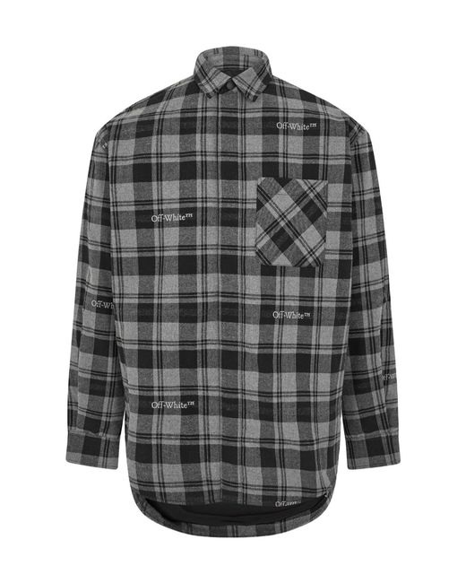 Off-White c/o Virgil Abloh Gray Check Overshirt Sn99 for men