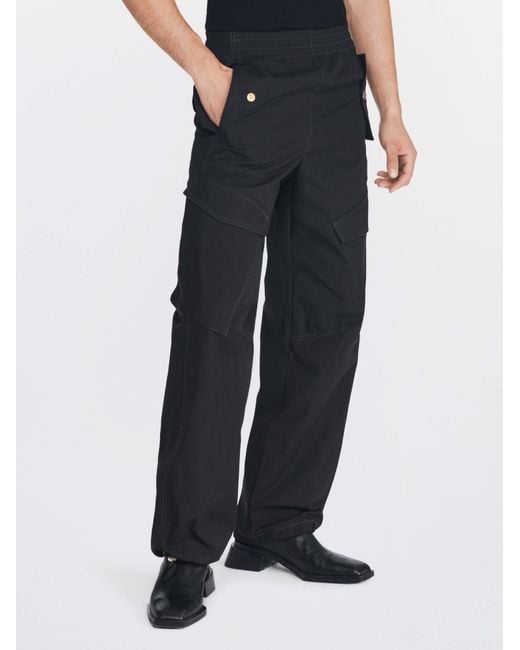 Dion Lee Black Middle Waist Overalls And Casual Trousers for men