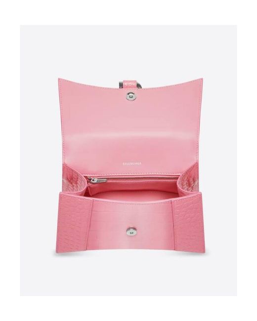 Balenciaga Pink Hourglass S Embossed Shoulder Bag