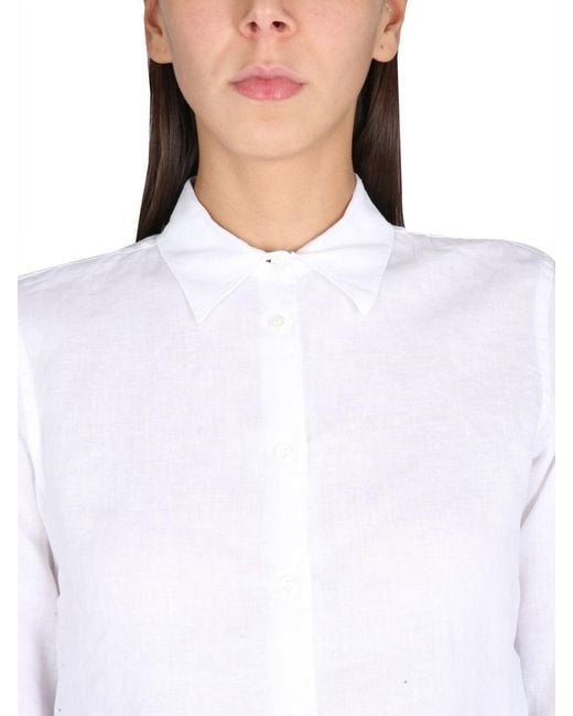 Aspesi White Pointed-Collared Buttoned Shirt