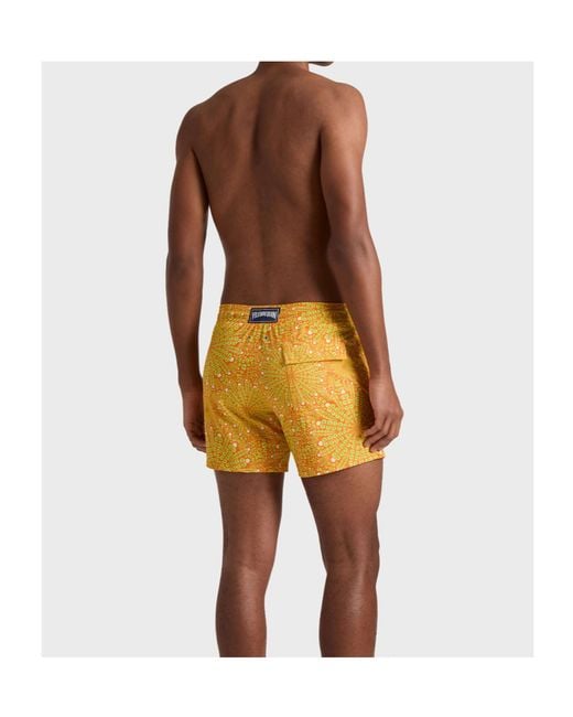 Vilebrequin Yellow Mosaic Urchin Drawstring Swim Shorts for men