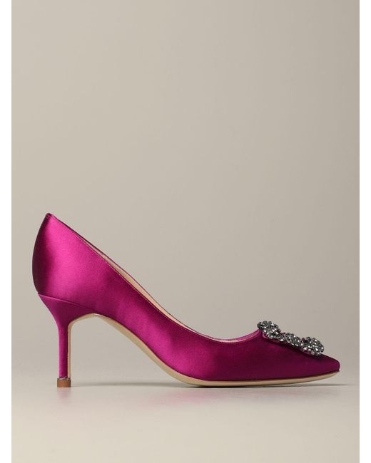 Manolo Blahnik Pink Hangisi 50Mm Crystal-Embellished Pumps
