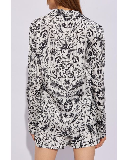 Off-White c/o Virgil Abloh White All-Over Motif Striped Shirt