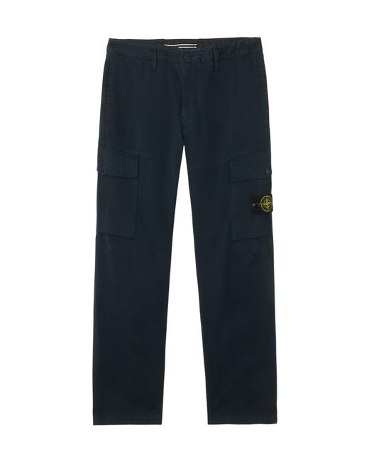 Stone Island Blue Logo Patch Cargo Pants for men