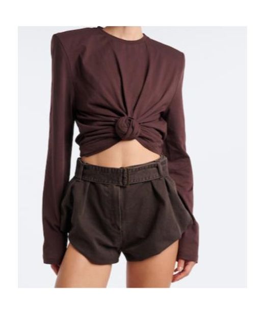 Magda Butrym Purple Cotton-Blend Jersey Crop Top
