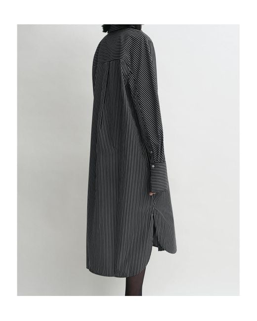 Totême Gray Totême Striped Long-Sleeved Shirt Dress