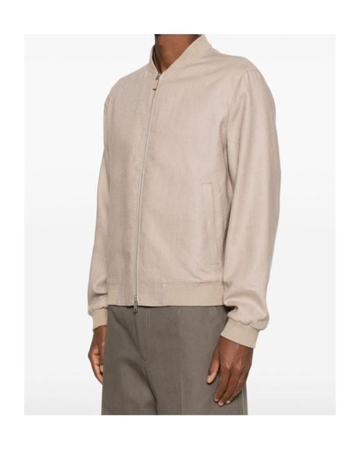 Zegna Natural Zip-Up Bomber Jacket for men
