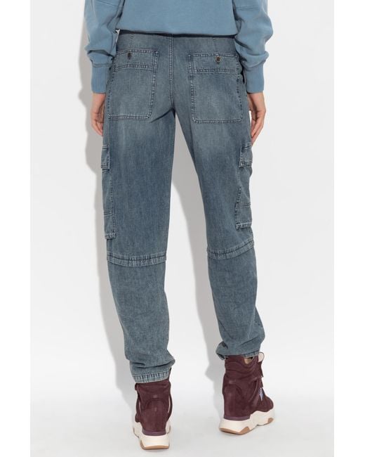 Isabel Marant Blue Isabel Marant Étoile Logo-Patch Denim Cargo Jeans