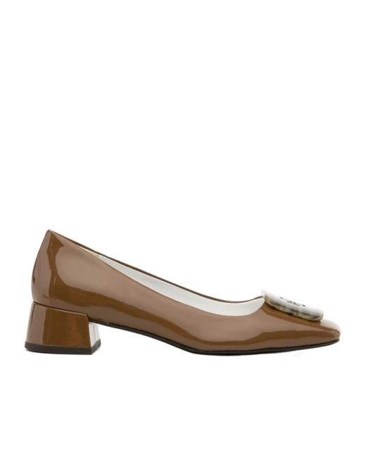 Tory Burch Brown Block Heel Pumps