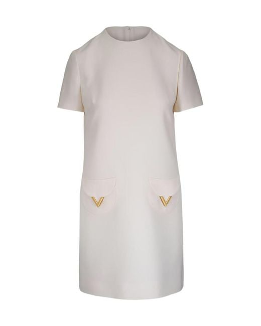 Valentino Gray Round-Neck Short-Sleeved Dress