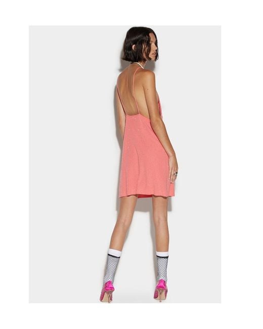 DSquared² Pink Embellished V-Neck Mini Dress