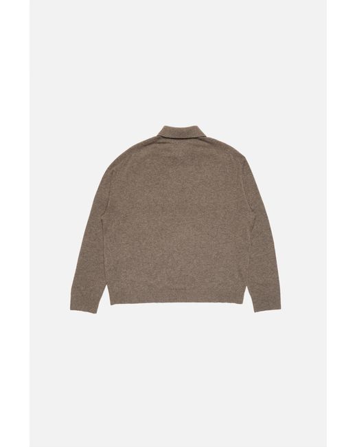 Acne Brown Long-Sleeved Knitted Polo Shirt for men
