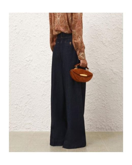 Zimmermann Blue Hypnotic Denim Tailored Pants