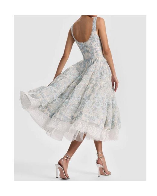 Alice + Olivia Blue Charlotte Embroidered Lace Dress