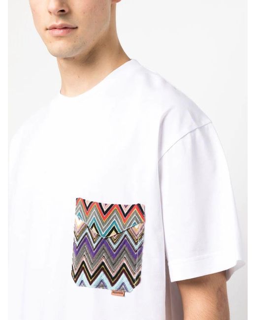 Missoni White Short-Sleeved Crewneck T-Shirt for men