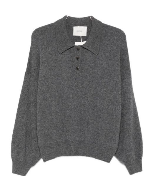 Lisa Yang Gray Long-Sleeved Polo Collar Sweater