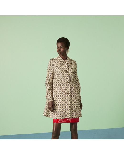 Gucci Metallic Graphic Printed Mid-Length Coat