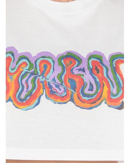 Marni White Logo-Print Cropped T-Shirt