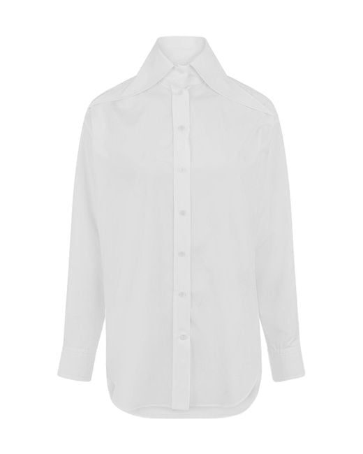 McQueen White Minimalist Solid-Color Shirt