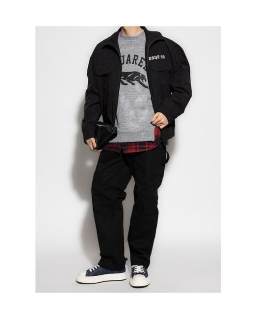 DSquared² Gray Logo-Printed Layered Sweatshirt for men