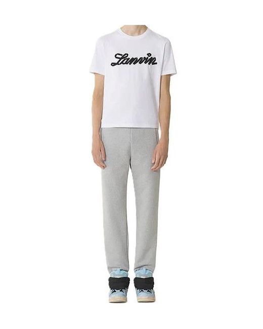 Lanvin White Crewneck Logo-Print T-Shirt for men
