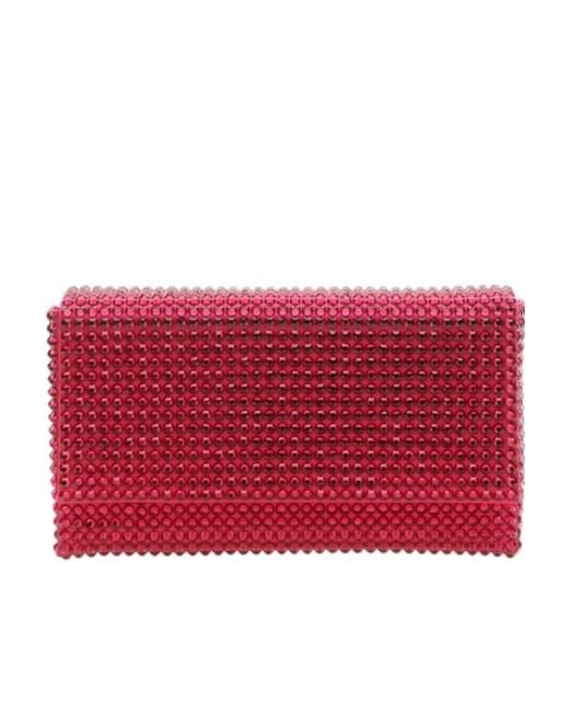 AMINA MUADDI Red Logo Clutch