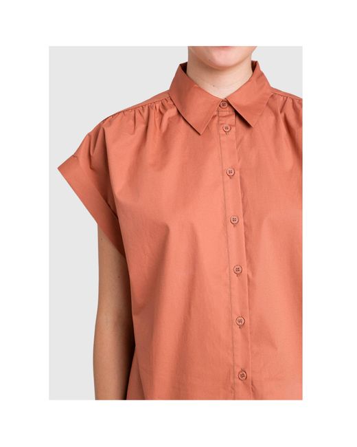 Twinset Orange Short-Sleeve Poplin Shirt