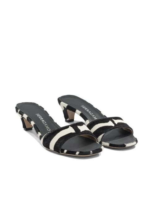 Ferragamo Black Round-Toe High-Heeled Sandals