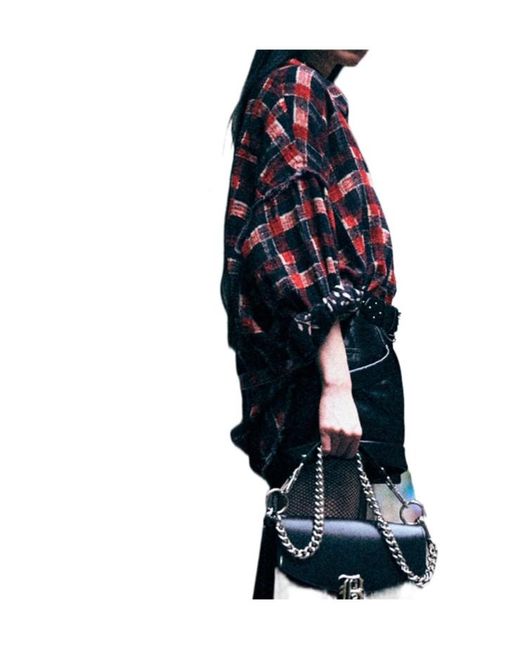 R13 Red Reversible Checked Floral Shirt