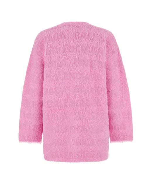 Balenciaga Pink V-Neck Oversized Knit Cardigan