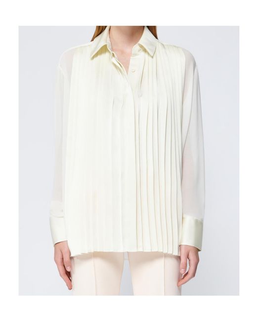 Jonathan Simkhai White Vinka Pleated-Front Blouse