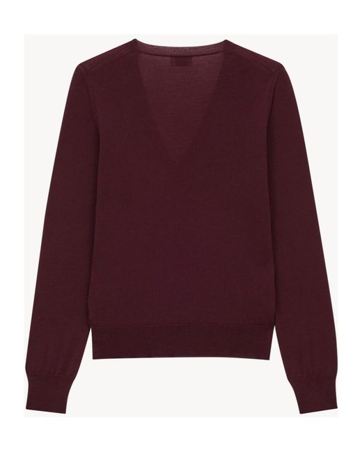 Saint Laurent Purple V-Neck Loose-Fit Jumper